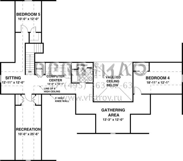 Проект одноэтажного дома с гаражом на три и более машин в стиле Ранчо S5-199 (036-00244)