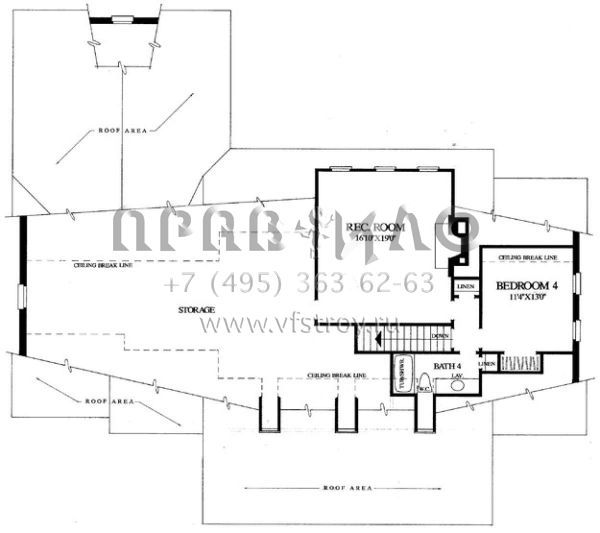 Проект двухэтажного дома с гаражом на две машины в стиле Ранчо S5-206 (7922-00144)