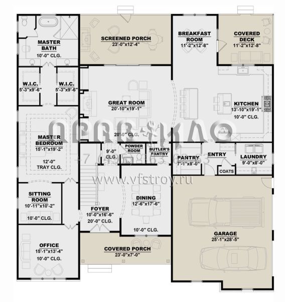 Проект двухэтажного дома с гаражом на две машины в американском стиле S5-372 (7568-00004)