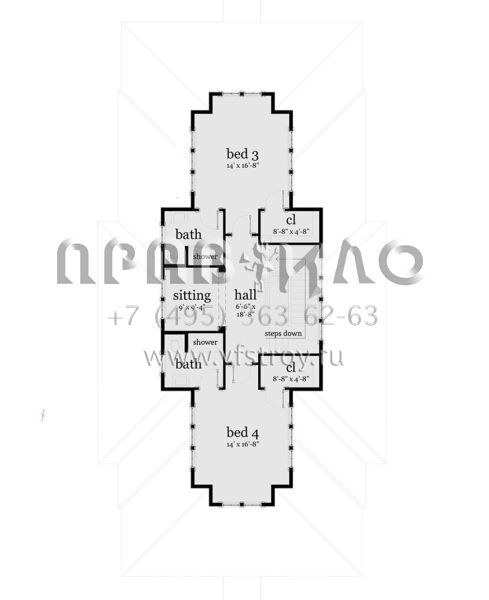 Проект двухэтажного дома без гаража в стиле Райт S5-264 (028-00156)