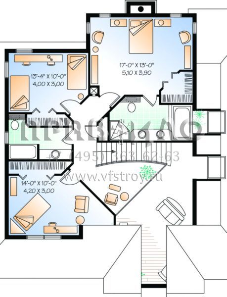 Проект двухэтажного дома с гаражом на две машины в стиле Ранчо S5-212 (034-00048)