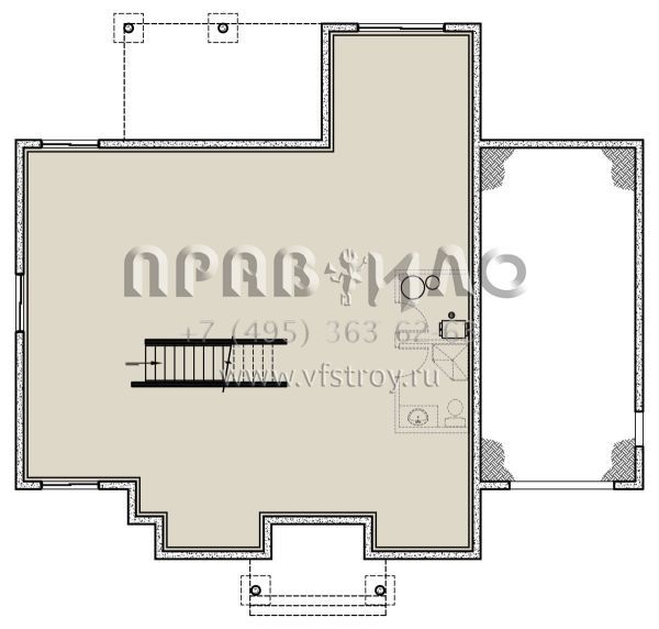 Проект одноэтажного дома с гаражом на одну машину в современном стиле S5-138 (034-01313)