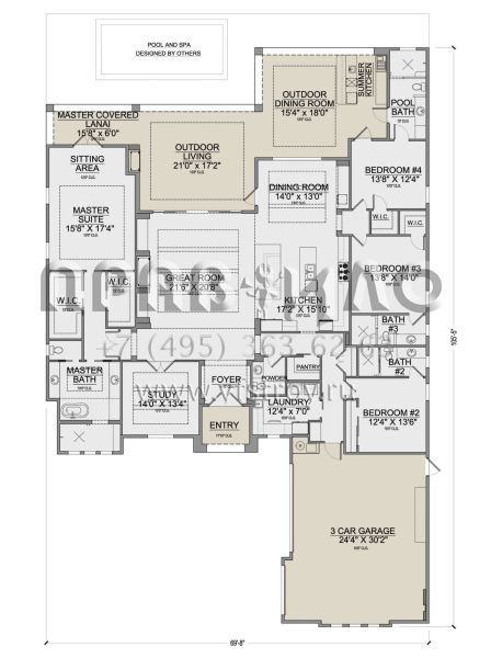 Проект одноэтажного дома с гаражом на три и более машин в современном стиле S5-333 (5565-00171)