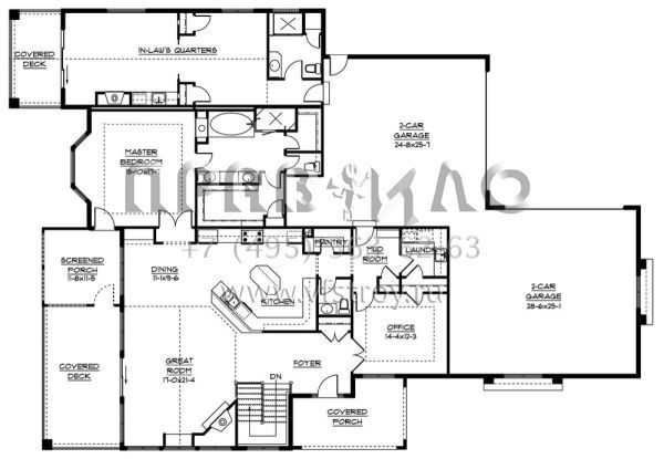 Проект одноэтажного дома с гаражом на три и более машин в стиле Ранчо S5-252 (5631-00019)