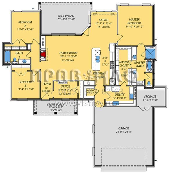 Проект одноэтажного дома с гаражом на две машины в стиле Ранчо S5-181 (9279-00034)