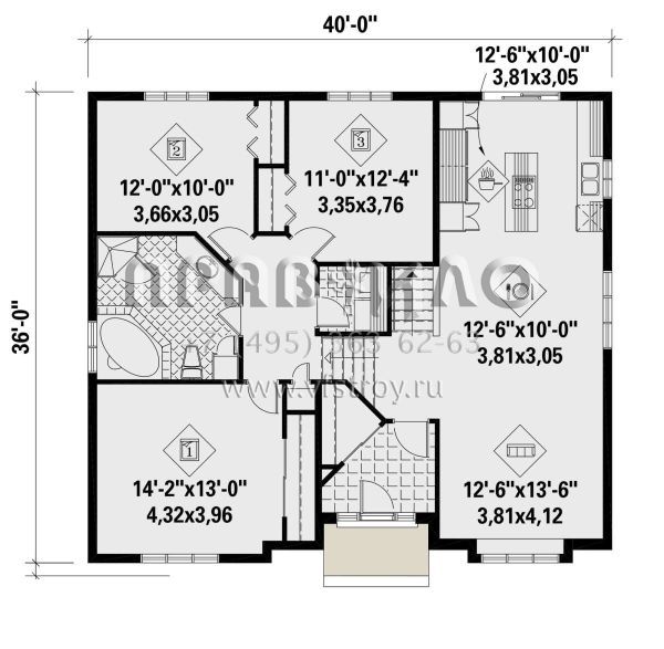 Проект одноэтажного дома без гаража в стиле Ранчо S5-128 (6146-00431)