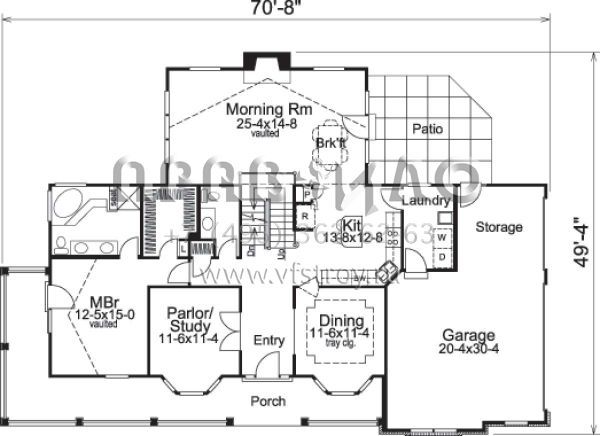 Проект двухэтажного дома с гаражом на три и более машин в стиле Ранчо S5-224 (5633-00110)