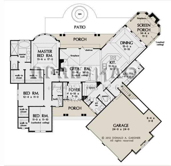 Проект одноэтажного дома с гаражом на две машины в стиле Ранчо S5-194 (2865-00182)