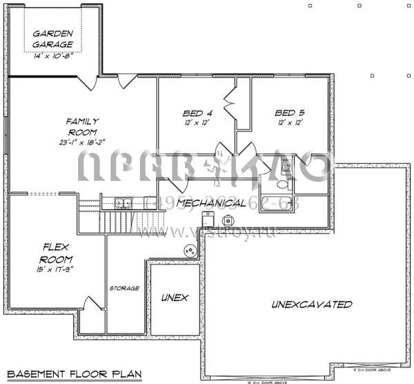 Проект одноэтажного дома с гаражом на три и более машин в стиле Ранчо S5-172 (5678-00009)