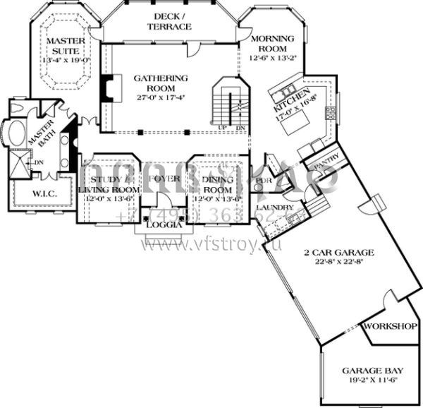 Проект двухэтажного дома с гаражом на три и более машин в английском стиле S5-459 (3323-00370)
