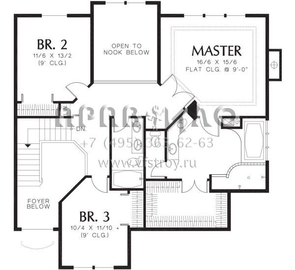 Проект двухэтажного дома с гаражом на три и более машин в стиле Райт S5-253 (2559-00289)