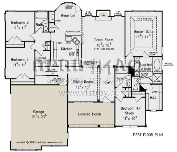 Проект одноэтажного дома с гаражом на две машины в стиле Ранчо S5-190 (8594-00303)