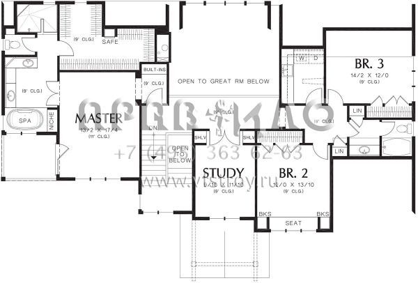 Проект трехэтажного дома с гаражом на две машины в американском стиле S5-397 (2559-00604)