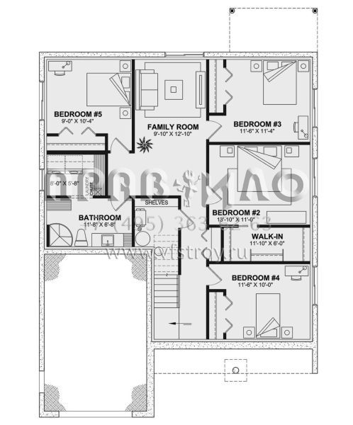 Проект одноэтажного дома с гаражом на одну машину в американском стиле S5-249 (034-01317)