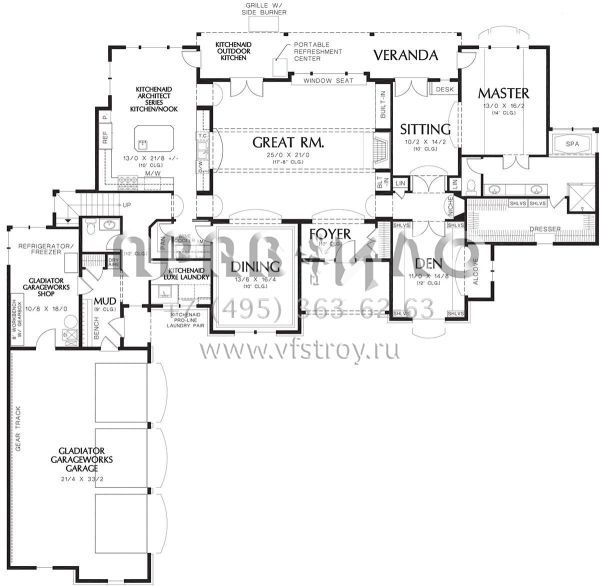 Проект двухэтажного дома с гаражом на три и более машин в английском стиле S5-326 (2559-00519)