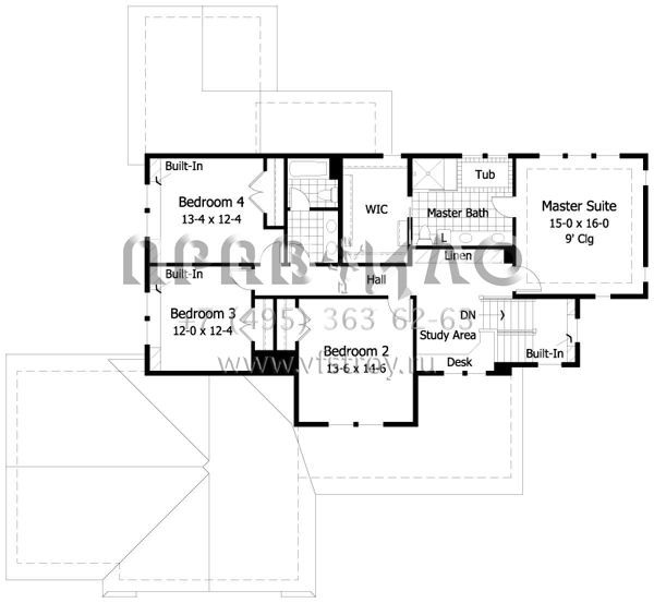 Проект двухэтажного дома с гаражом на три и более машин в стиле Ранчо S5-293 (098-00180)