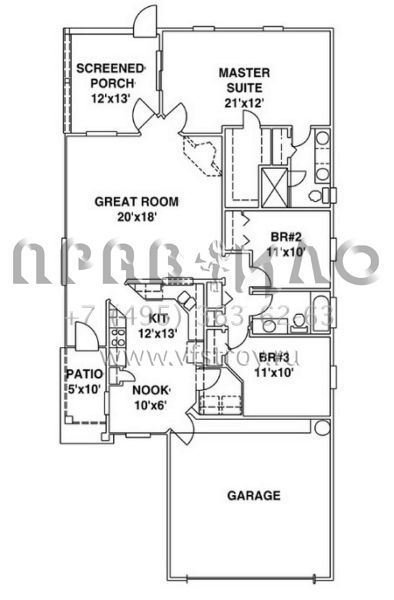 Проект одноэтажного дома с гаражом на две машины в стиле Ранчо S5-139 (4766-00009)