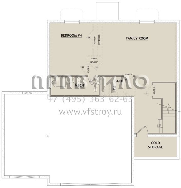 Проект двухэтажного дома с гаражом на три и более машин в стиле Ранчо S5-182 (8768-00094)