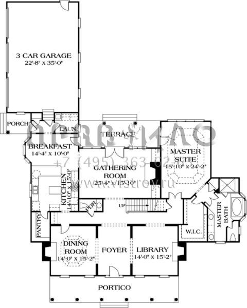 Проект двухэтажного дома с гаражом на три и более машин в стиле Ранчо S5-380 (3323-00409)