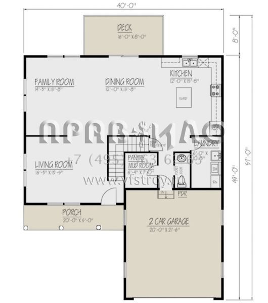 Проект двухэтажного дома с гаражом на две машины в стиле Ранчо S5-217 (1754-00033)