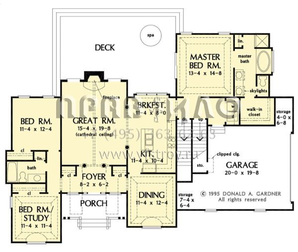 Проект одноэтажного дома с гаражом на две машины в стиле Ранчо S5-158 (2865-00329)