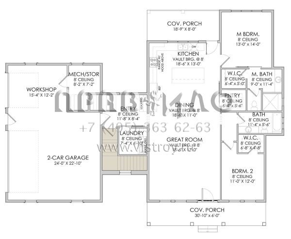 Проект двухэтажного дома с гаражом на две машины в современном стиле S5-211 (6422-00013)