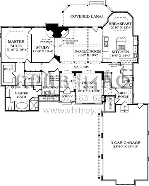 Проект двухэтажного дома с гаражом на три и более машин в английском стиле S5-410 (3323-00448)