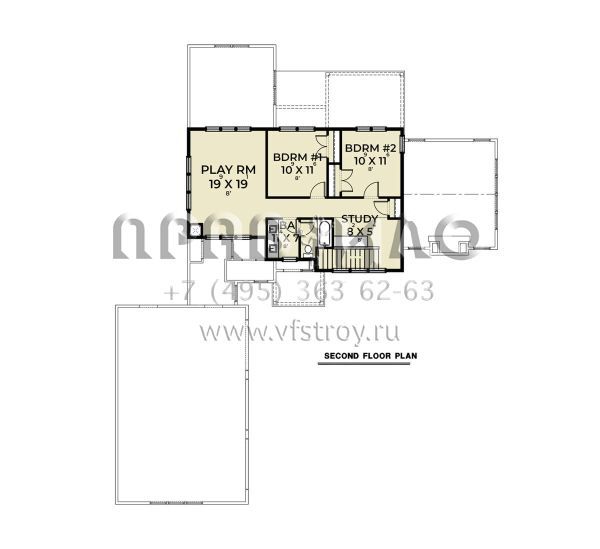Проект двухэтажного дома с гаражом на две машины в стиле Ранчо S5-233 (2464-00102)