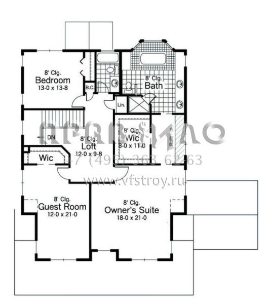 Проект двухэтажного дома без гаража в стиле Ранчо S5-297 (098-00024)