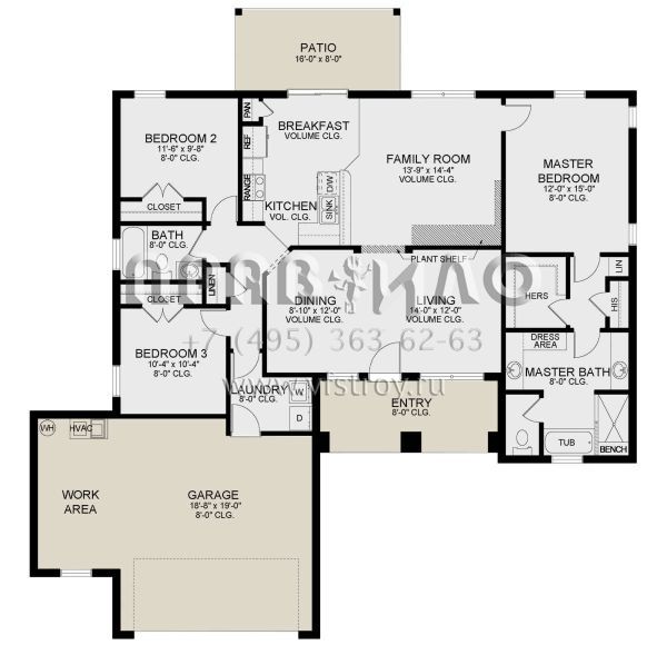 Проект одноэтажного дома с гаражом на две машины в стиле Ранчо S5-141 (3978-00225)