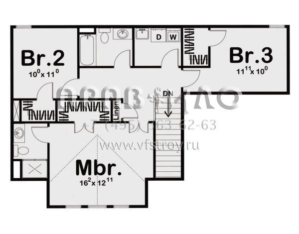 Проект двухэтажного дома с гаражом на две машины в американском стиле S5-150 (963-00096)