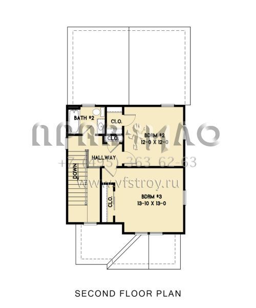 Проект двухэтажного дома без гаража в стиле Ранчо S5-140 (4351-00048)