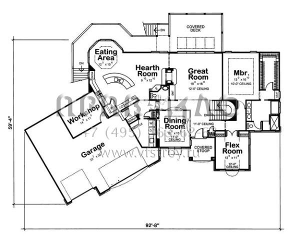 Проект одноэтажного дома с гаражом на две машины в английском стиле S5-207 (402-00644)
