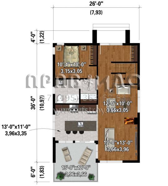 Проект двухэтажного дома без гаража в стиле Дом-шалаш S5-194 (6146-00548)