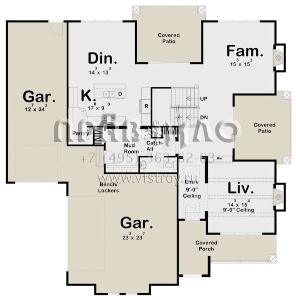 Проект двухэтажного дома с гаражом на две машины в современном стиле S5-293 (963-00139)