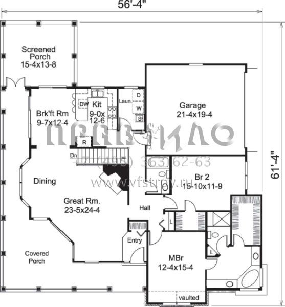 Проект одноэтажного дома с гаражом на две машины в стиле Ранчо S5-153 (5633-00177)