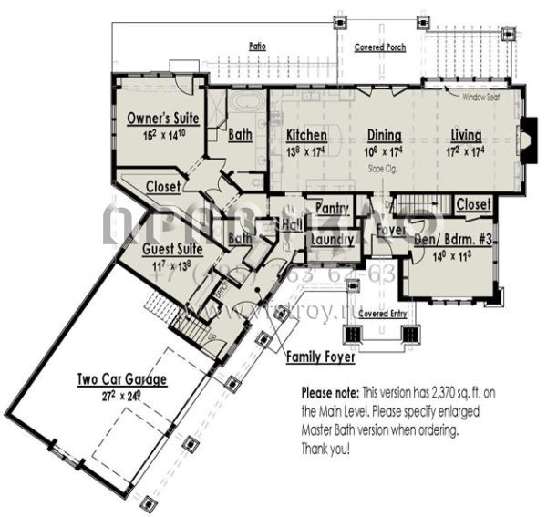 Проект двухэтажного дома с гаражом на две машины в стиле Ранчо S5-206 (7806-00003)
