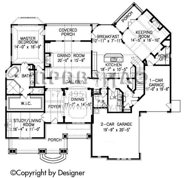 Проект двухэтажного дома с гаражом на три и более машин в стиле Ранчо S5-310 (699-00087)