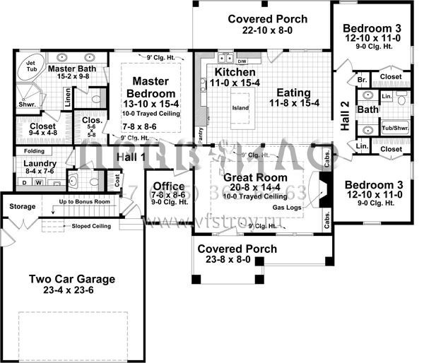 Проект одноэтажного дома с гаражом на две машины в стиле Ранчо S5-186 (348-00238)