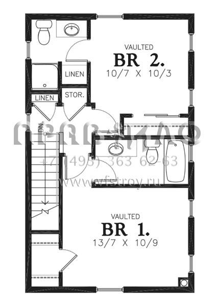 Проект двухэтажного дома без гаража в американском стиле S5-100 (2559-00774)