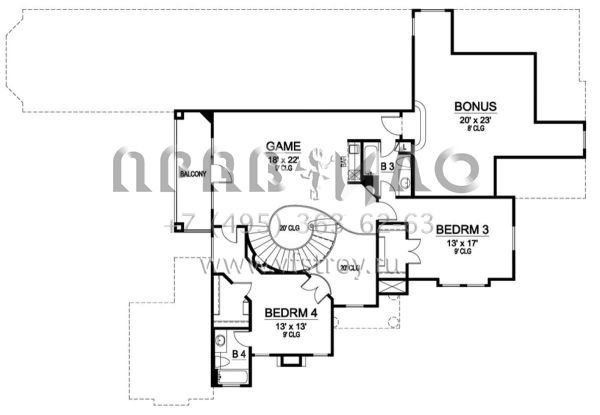 Проект двухэтажного дома с гаражом на три и более машин в прибрежном стиле S5-388 (5445-00195)