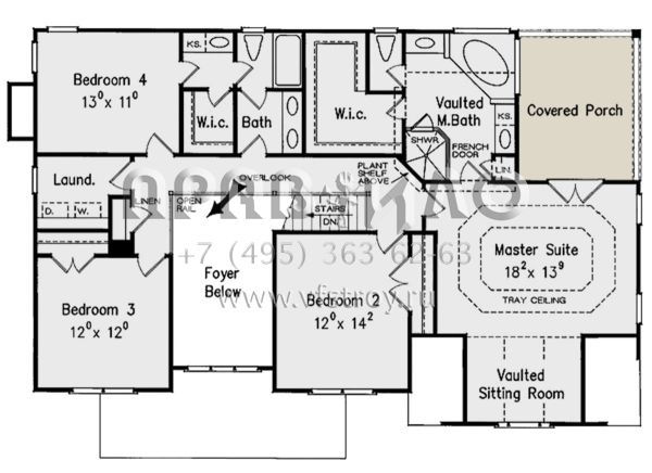 Проект двухэтажного дома с гаражом на две машины в стиле Ранчо S5-251 (8594-00378)