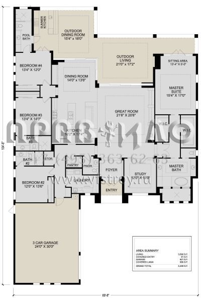 Проект одноэтажного дома с гаражом на три и более машин в прибрежном стиле S5-334 (5565-00027)