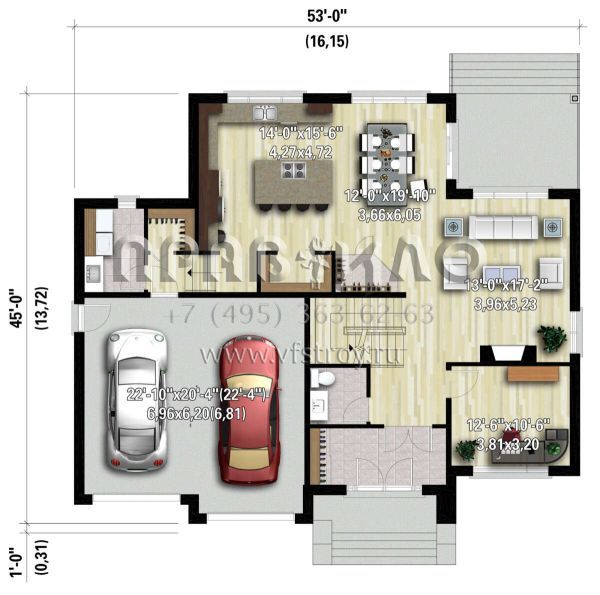 Проект двухэтажного дома с гаражом на две машины в современном стиле S5-283 (6146-00517)