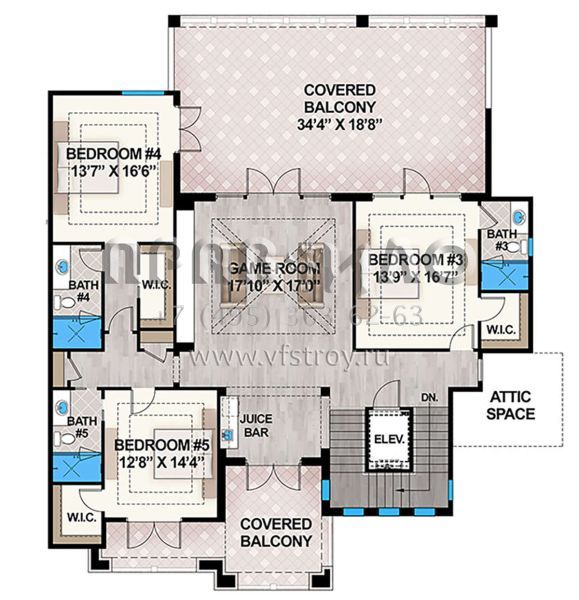 Проект двухэтажного дома с гаражом на три и более машин в прибрежном стиле S5-642 (207-00083)