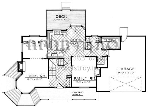 Проект двухэтажного дома с гаражом на две машины в стиле Ранчо S5-235 (692-00170)