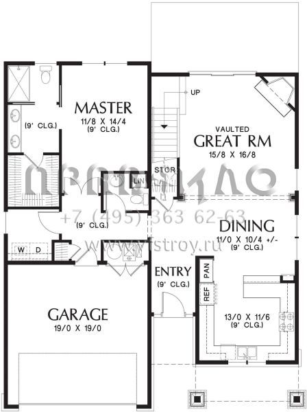 Проект двухэтажного дома с гаражом на две машины в американском стиле S5-183 (2559-00728)
