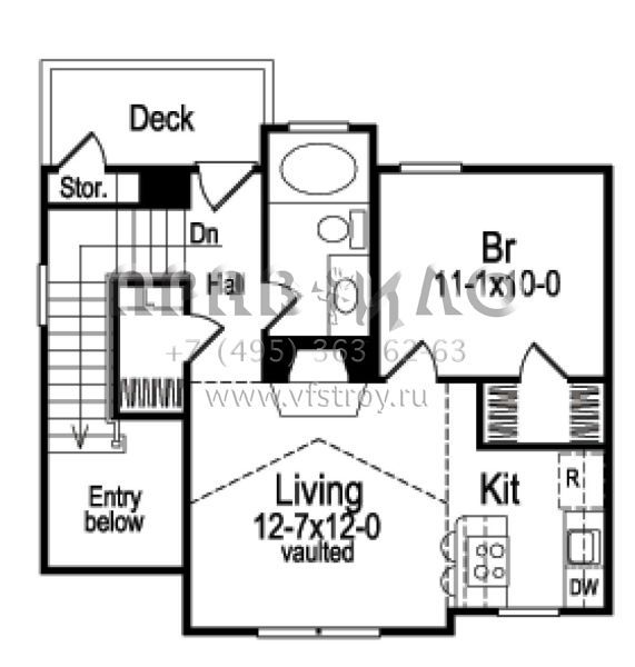 Проект двухэтажного дома с гаражом на две машины в стиле Ранчо S5-59 (5633-00057)