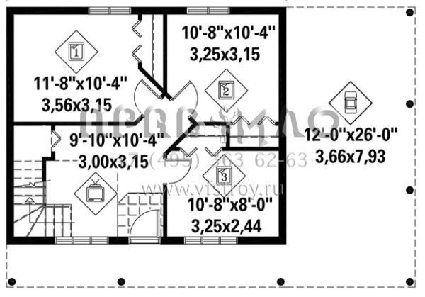 Проект двухэтажного дома с гаражом на одну машину в современном стиле S5-106 (6146-00222)