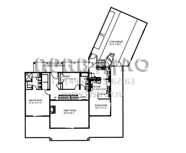 Проект двухэтажного дома с гаражом на три и более машин в современном стиле S5-381 (039-00521)